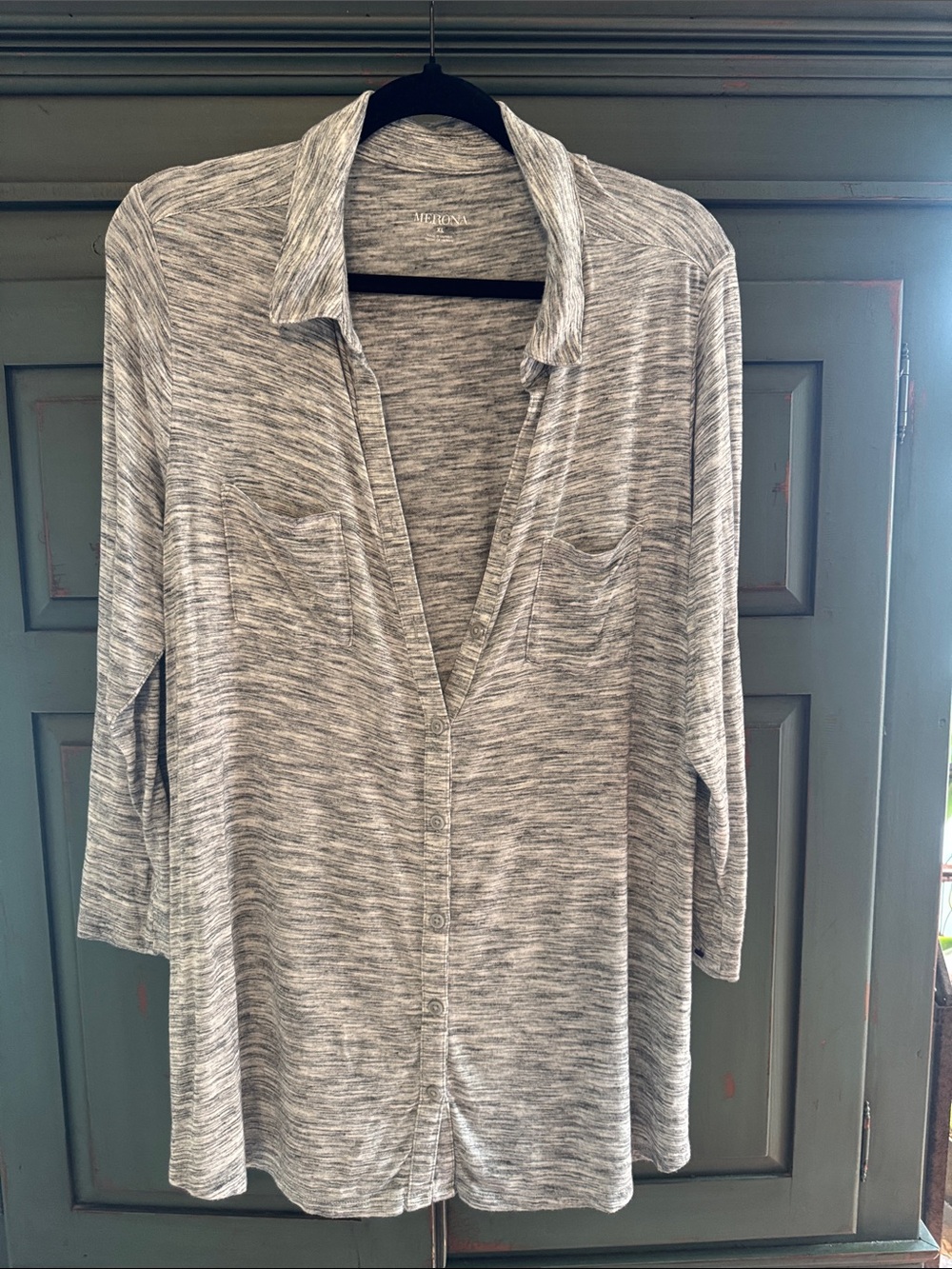 EUC Merona XL Heather Gray Soft Knit Top/Shacket So Soft! Button down Pockets